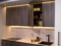 Cucina design lineare tortora in laccata opaco Klab 09 outlet^Diotti.com New