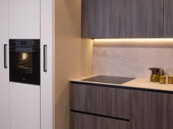 Cucina design lineare tortora in laccata opaco Klab 09 outlet^Diotti.com New