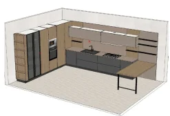 Cucina Domino composizione 01 moderna rovere chiaro con penisola scontata 50%^Prima Cucine