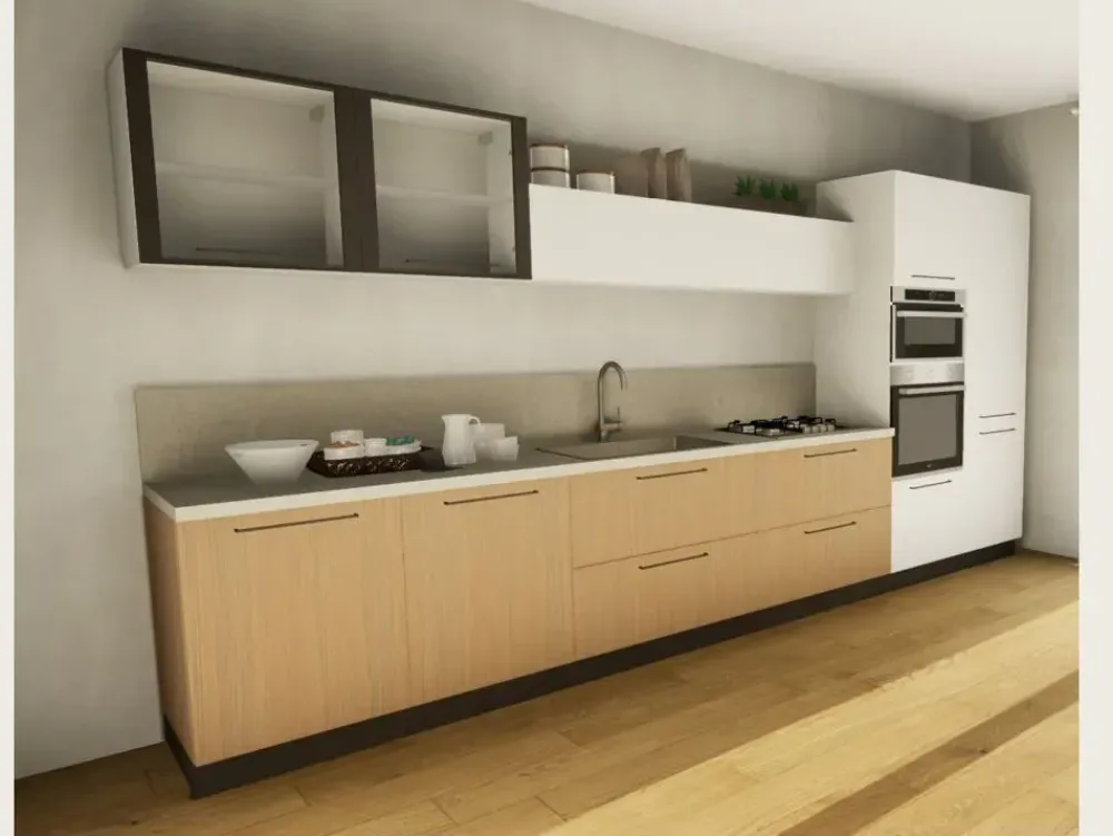 Prima Cucine Cucina Domino moderna bianca lineare scontata 32%- Cucine Lineari|Cucine Moderne
