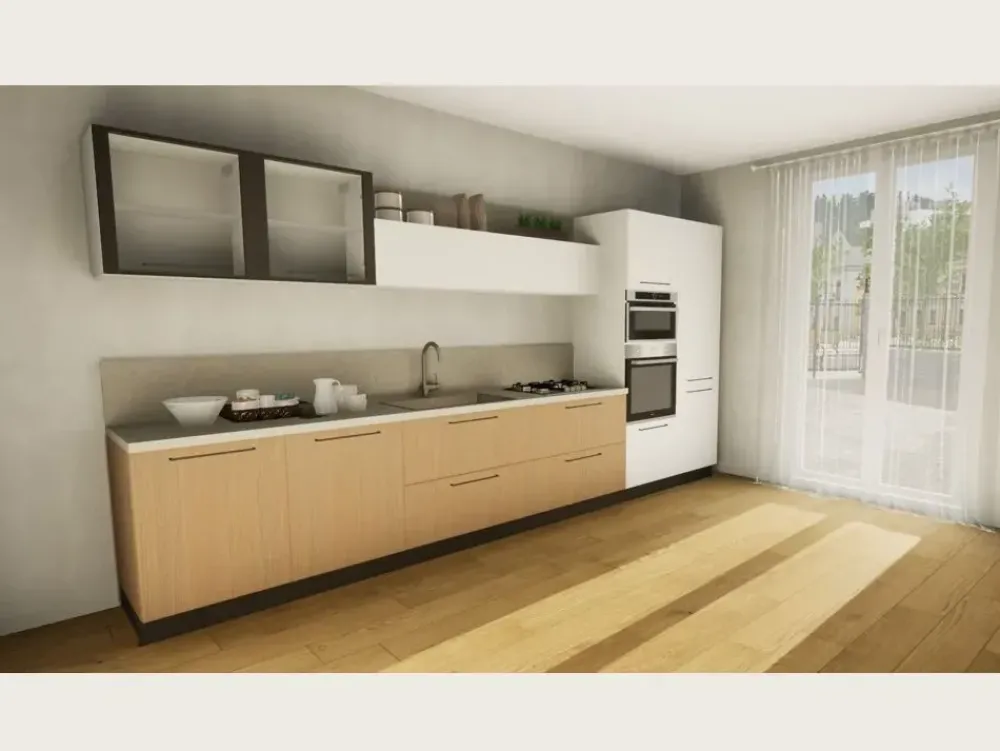 Prima Cucine Cucina Domino moderna bianca lineare scontata 32%- Cucine Lineari|Cucine Moderne