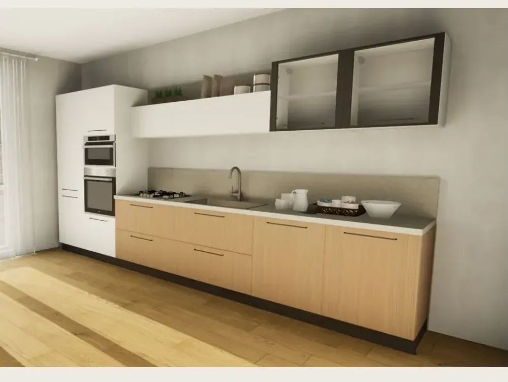 Prima Cucine Cucina Domino moderna bianca lineare scontata 32%- Cucine Lineari|Cucine Moderne