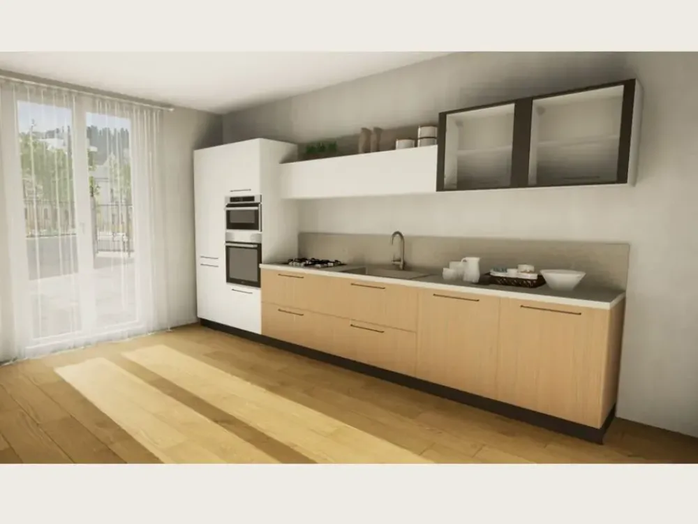 Prima Cucine Cucina Domino moderna bianca lineare scontata 32%- Cucine Lineari|Cucine Moderne