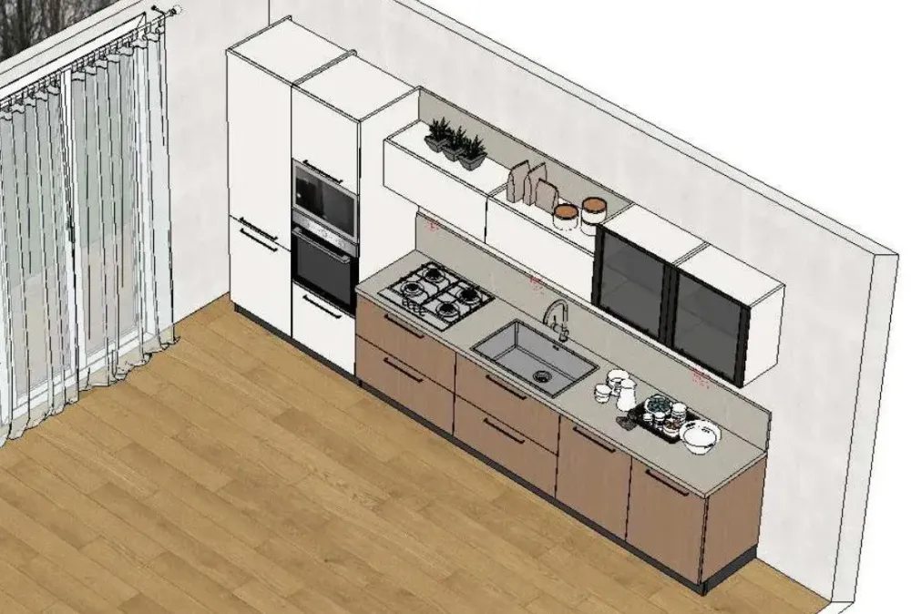 Prima Cucine Cucina Domino moderna bianca lineare scontata 32%- Cucine Lineari|Cucine Moderne