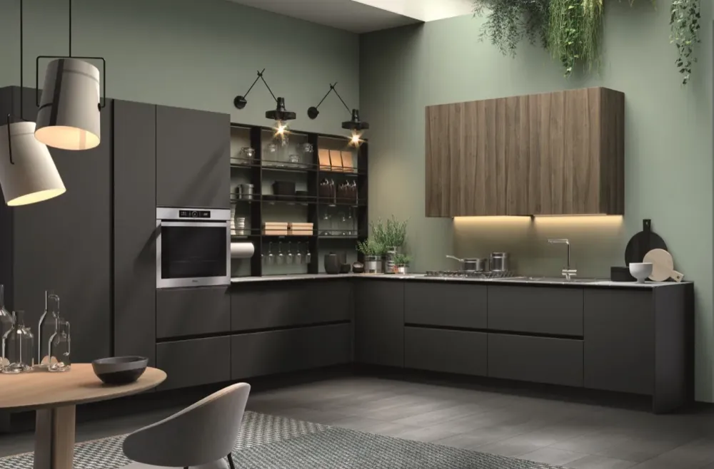 Essebi CUCINA ad angolo Carbone SCONTATA- Cucine Ad Angolo|Cucine Moderne