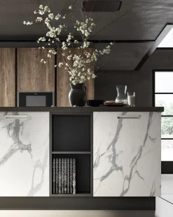 Cucina design con isola bianca in laminato materico Acc 1^Essebi Online