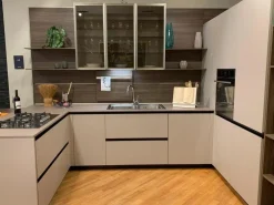 Cucina design con penisola tortora in laccata Lain pro^Euromobil Sale