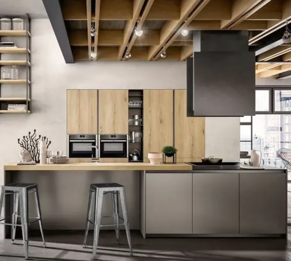 Arredo3 Cucina grigia design con isola Z62 in offerta- Cucine Design|Cucine Ad Isola