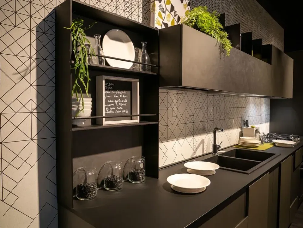 Lube Cucine Cucina grigia design lineare Creativa in Offerta Outlet- Cucine Lineari|Cucine Design