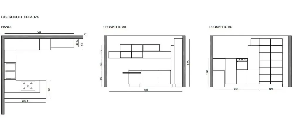 Cucina grigia moderna con penisola Creativa scontata^Lube Cucine Online