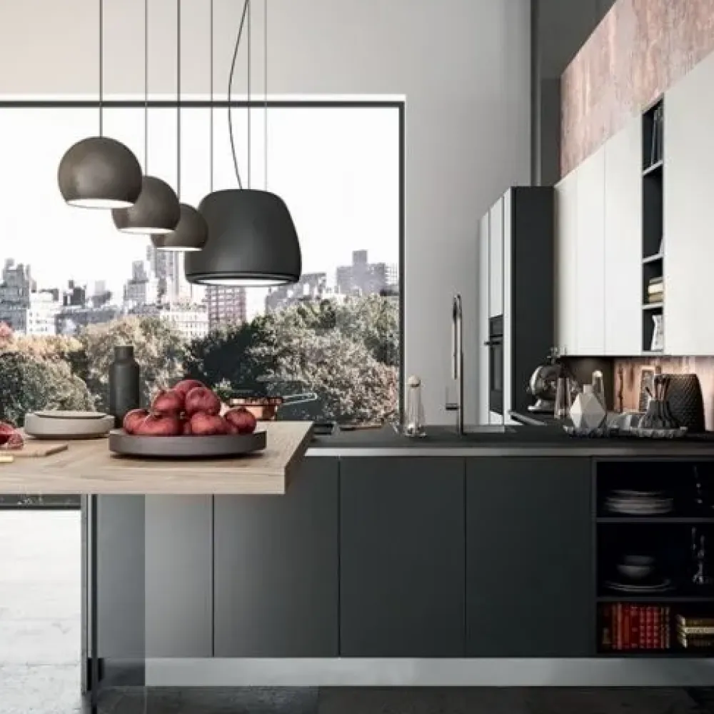 Clearance Cucina grigia moderna con penisola 05 a soli 17557 Euro Cucine Con Penisola|Cucine Moderne
