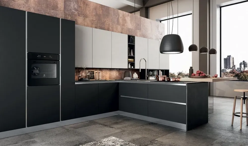 Clearance Cucina grigia moderna con penisola 05 a soli 17557 Euro Cucine Con Penisola|Cucine Moderne