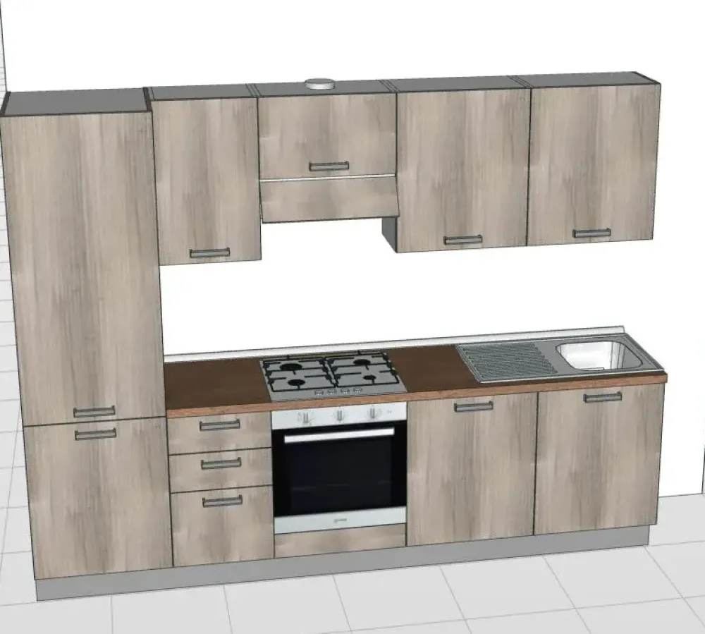 Cucina grigia moderna lineare Angela in Offerta Outlet^Giannei Outlet