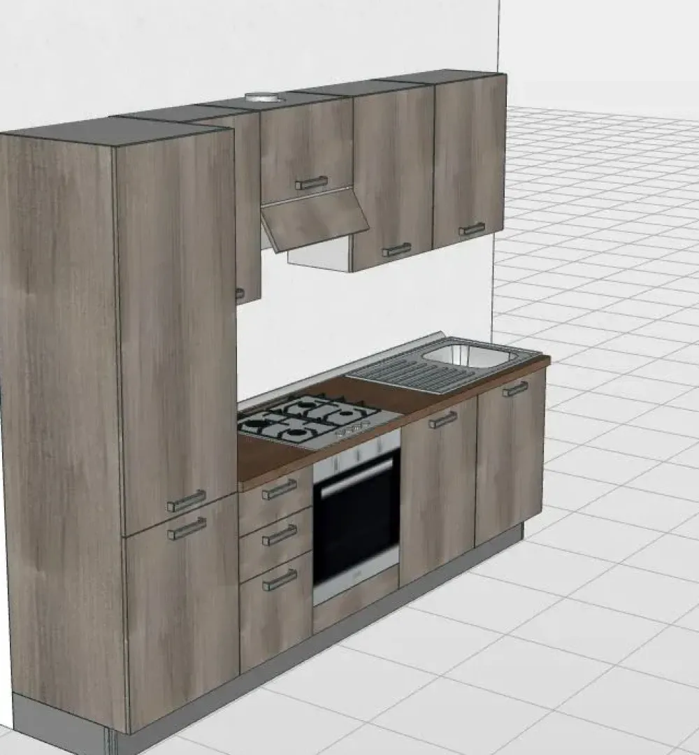 Cucina grigia moderna lineare Angela in Offerta Outlet^Giannei Outlet