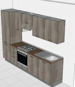 Cucina grigia moderna lineare Angela in Offerta Outlet^Giannei Outlet