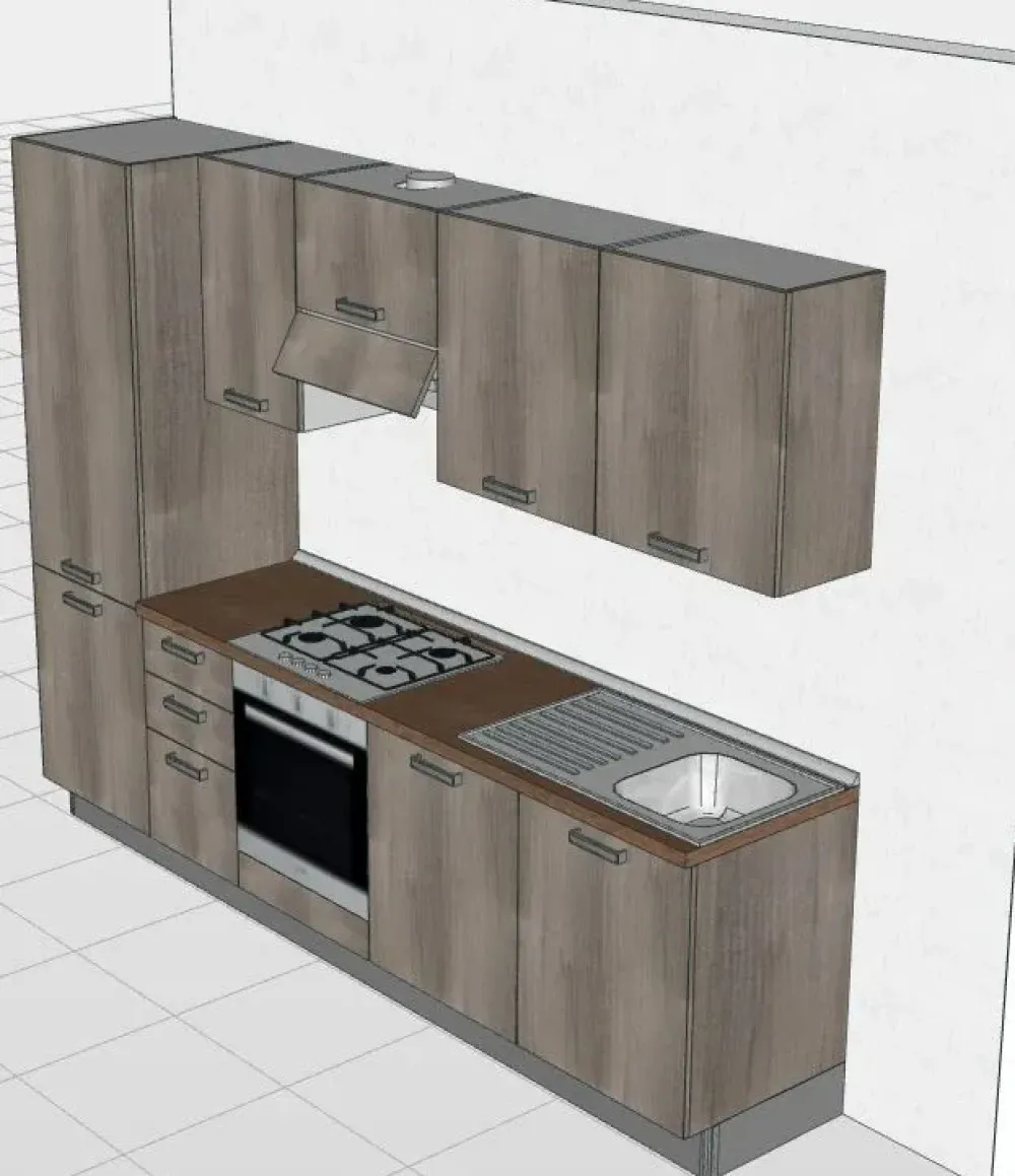 Cucina grigia moderna lineare Angela in Offerta Outlet^Giannei Outlet