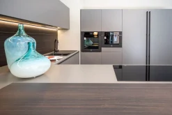 Cucina grigio design con penisola 2.1 gola peltro^Copat cucine Clearance