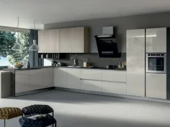 Arredo3 Cucina grigio moderna ad angolo Round in Offerta Outlet- Cucine Ad Angolo|Cucine Moderne