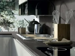 Arredo3 Cucina grigio moderna ad angolo Round in Offerta Outlet- Cucine Ad Angolo|Cucine Moderne