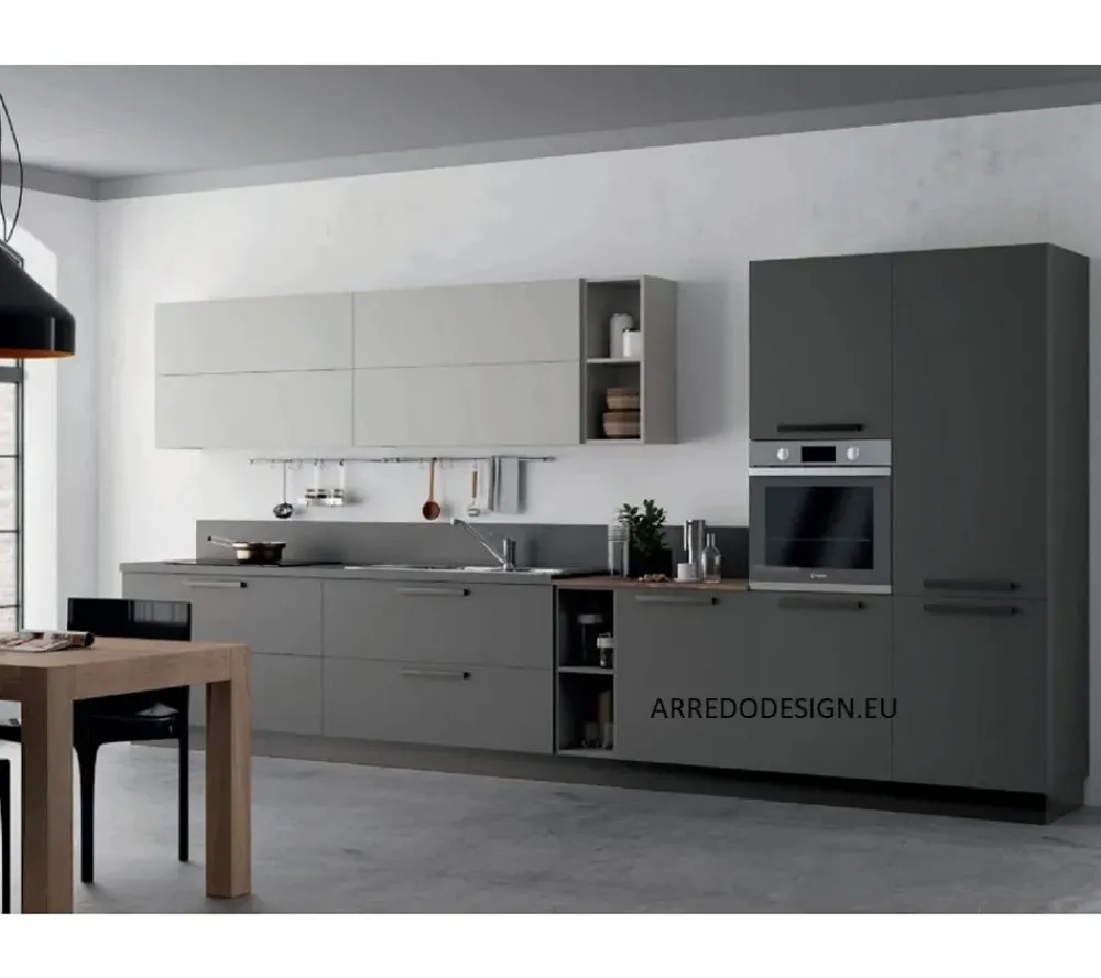 Sale Cucina grigio moderna lineare Pd15 * in offerta Cucine Lineari|Cucine Moderne