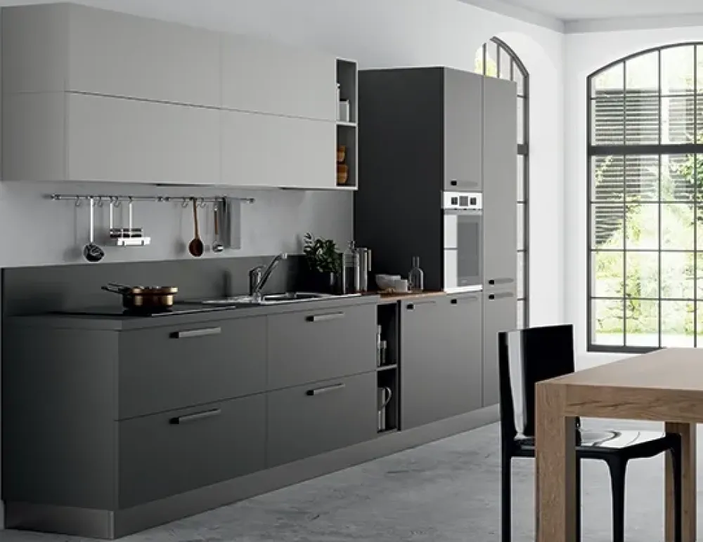Sale Cucina grigio moderna lineare Pd15 * in offerta Cucine Lineari|Cucine Moderne