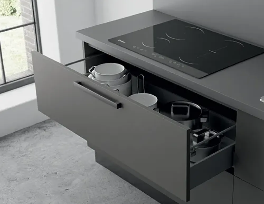Sale Cucina grigio moderna lineare Pd15 * in offerta Cucine Lineari|Cucine Moderne