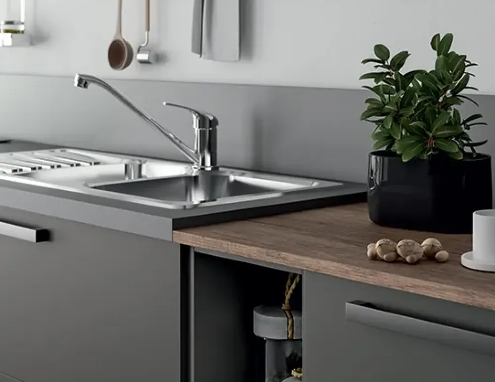 Sale Cucina grigio moderna lineare Pd15 * in offerta Cucine Lineari|Cucine Moderne