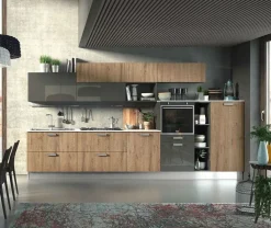 Cucina industriale lineare Modello planet wood a prezzo scontato^Mobilificio Bellutti Online