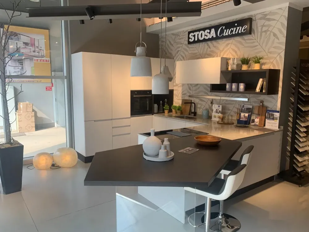 New Cucina Karma moderna grigia con penisola scontata 50% Cucine Con Penisola|Cucine Moderne