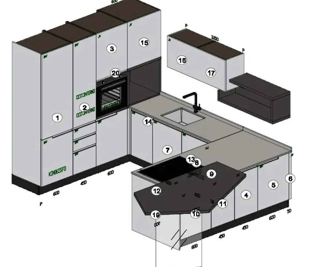 New Cucina Karma moderna grigia con penisola scontata 50% Cucine Con Penisola|Cucine Moderne