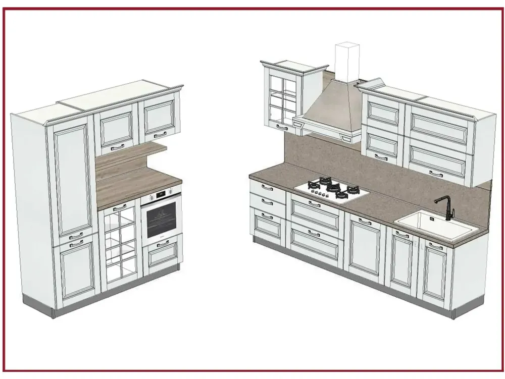 Arredo3 Cucina lineare classica bianca Asolo a soli 6959 Euro- Cucine Lineari