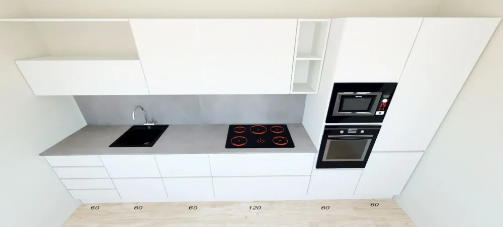 Astra Cucina lineare in laccato opaco bianca Line a prezzo ribassato- Cucine Lineari|Cucine Moderne