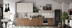 Sale Cucina lineare in laminato materico rovere chiaro Infinity a prezzo ribassato Cucine Lineari|Cucine Moderne
