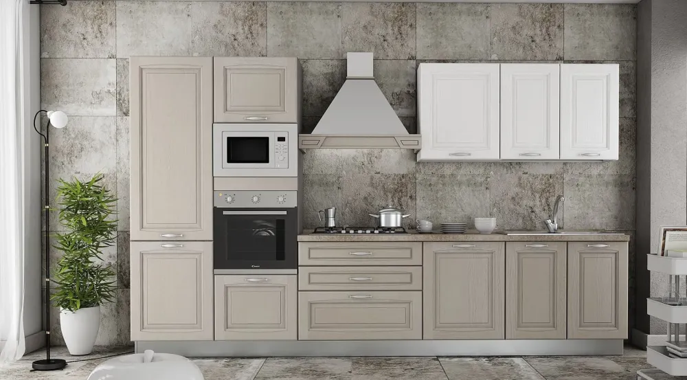 Outlet Cucina lineare in legno bianca Italia3 a prezzo ribassato Cucine Lineari