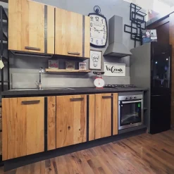 Cucina lineare industriale rovere chiaro Cucina industrial wave legno offerta  a soli 3590€^Collezione esclusiva Clearance