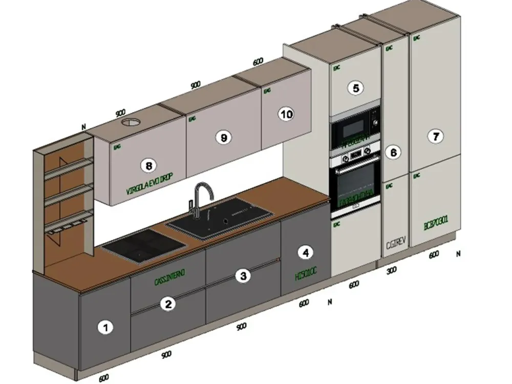 Stosa Cucina lineare moderna altri colori Young a soli 8861 Euro- Cucine Lineari|Cucine Moderne