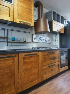 CUCINA lineare Cucina moderna vintage alta legno SCONTATA 59%^Outlet Etnico Discount