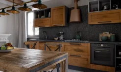 CUCINA lineare Cucina moderna vintage alta legno SCONTATA 59%^Outlet Etnico Discount