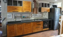 CUCINA lineare Cucina moderna vintage alta legno SCONTATA 59%^Outlet Etnico Discount