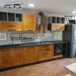 CUCINA lineare Cucina moderna vintage alta legno SCONTATA 59%^Outlet Etnico Discount