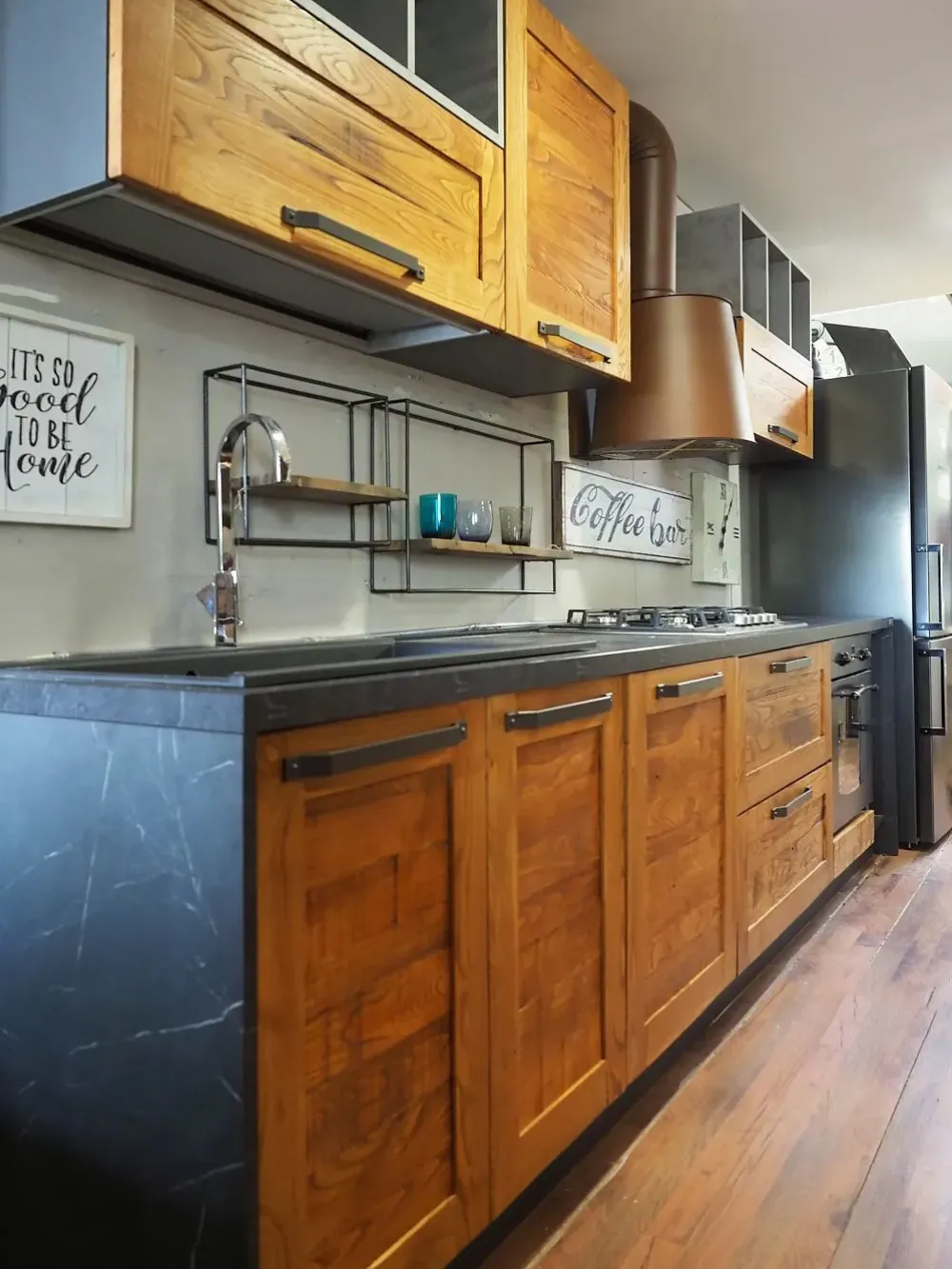 CUCINA lineare Cucina moderna vintage alta legno SCONTATA 59%^Outlet Etnico Discount