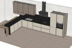 Arredo3 Cucina magnolia moderna con penisola Round 3 a soli 9000 Euro- Cucine Con Penisola|Cucine Moderne