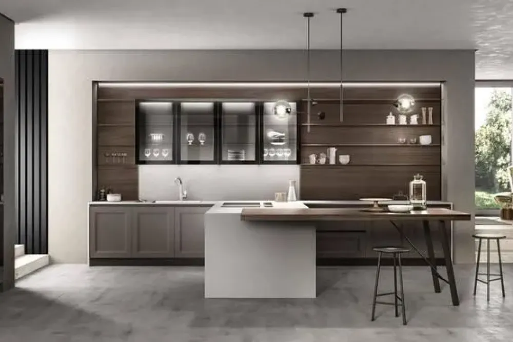 Sale Cucina Meg 1 country grigia con penisola scontata 29% Cucine Con Penisola|Cucine Country