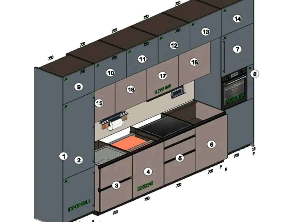 Online Cucina Metropolis moderna grigia lineare scontata 50% Cucine Lineari|Cucine Moderne