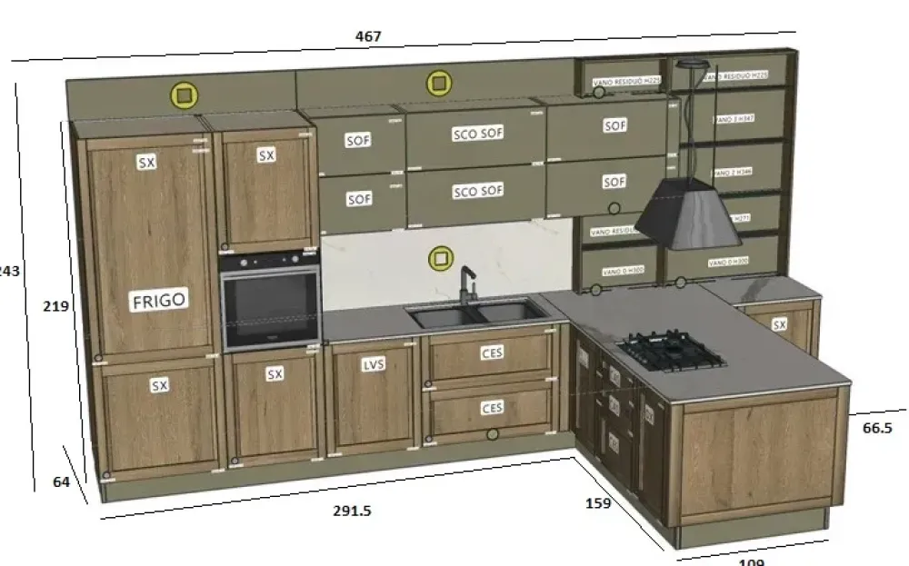 Outlet Cucina Milano 01 con penisola con un ribasso imperdibile Cucine Con Penisola