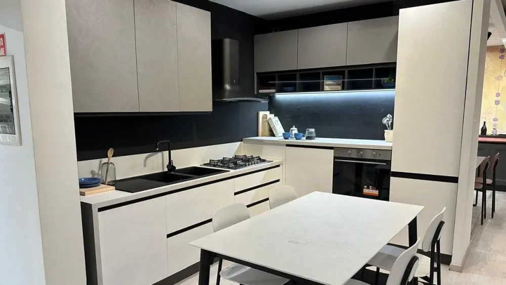 Mobilturi Cucina moderna ad angolo bianca in laminato materico Newmeg- Cucine Ad Angolo|Cucine Moderne