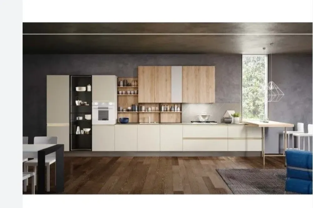 Aran Cucina moderna bianca con penisola Marilyn- Cucine Con Penisola|Cucine Moderne