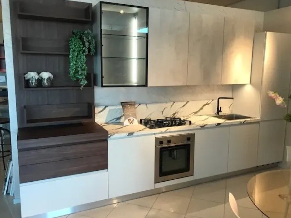 Ar-Tre Cucina moderna bianca lineare Flo evo scontata- Cucine Lineari|Cucine Moderne