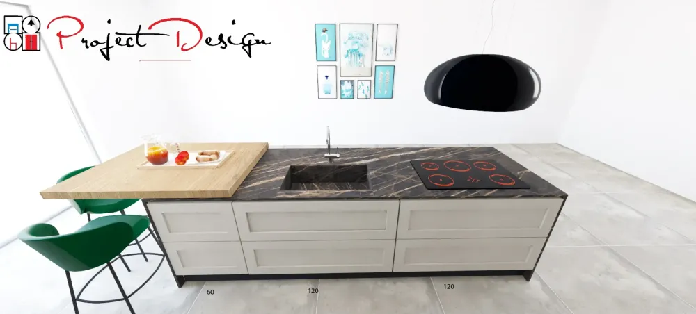 Arredo3 Cucina moderna con isola Meg a prezzo ribassato- Cucine Ad Isola|Cucine Moderne