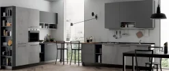 Cucina moderna grigio Primacucine lineare Domino grafite e cementho in offerta^Prima Cucine Sale
